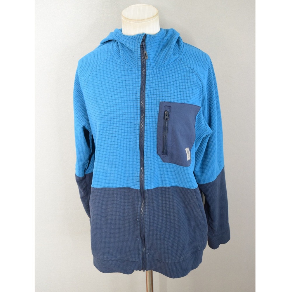 Outdoor Research Trail Mix Full Zip Hoodie Medium Blue Colorblock Grid Fleece
